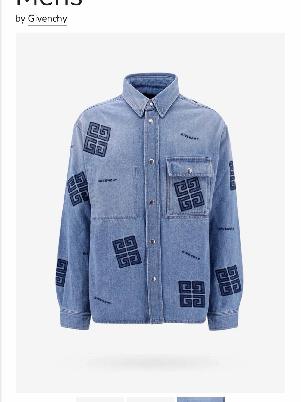 Givenchy Light Blue Denim Logo Shirt Jacket